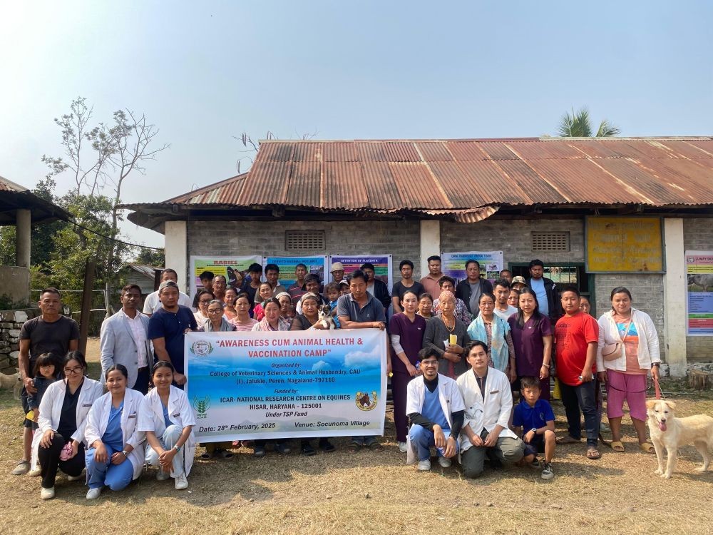 Participants and officials during the free awareness cum animal health and vaccination camp held in Socunoma village on February 28.
